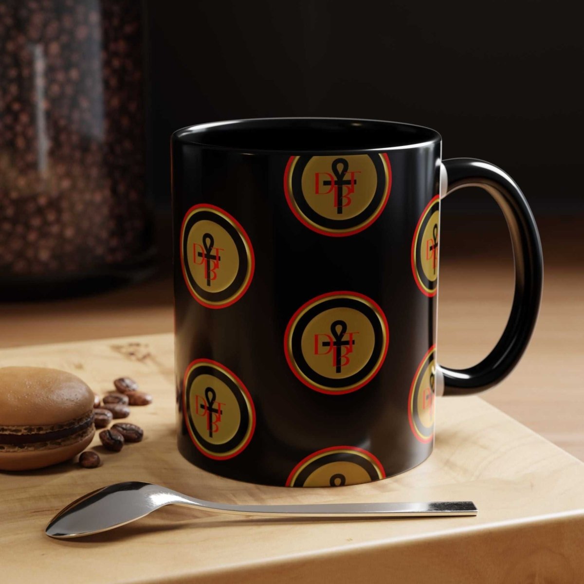 DBT Accent Coffee Mug lifestyle — two-tone ceramic morning ritual DBT Royalty