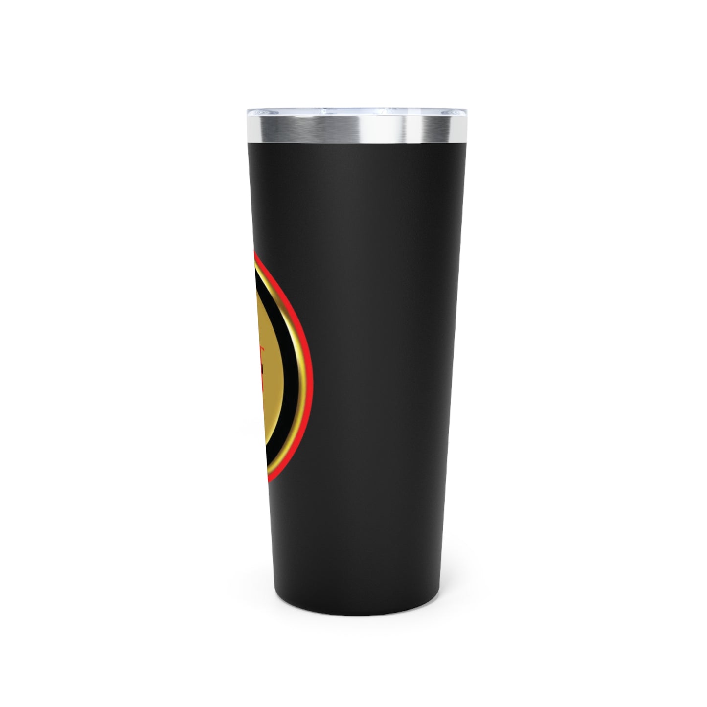 22oz Copper Vacuum Tumbler — Black Ankh Emblem with Red & Gold Accents