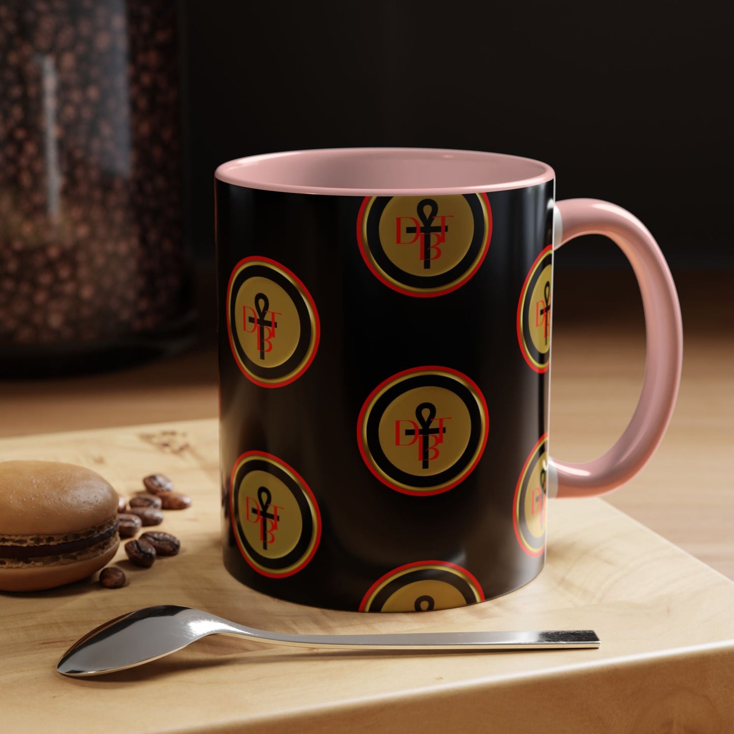 DBT Accent Mug front view — smooth white ceramic with bold accent color, 11oz and 15oz available