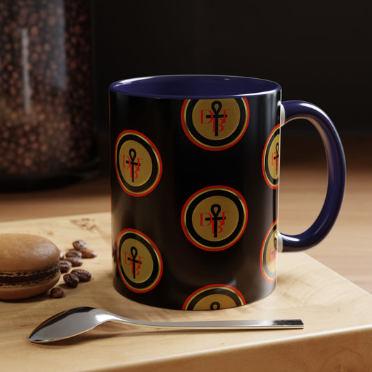 DBT Accent Coffee Mug — two-tone ceramic 11oz or 15oz with vivid colored handle and interior