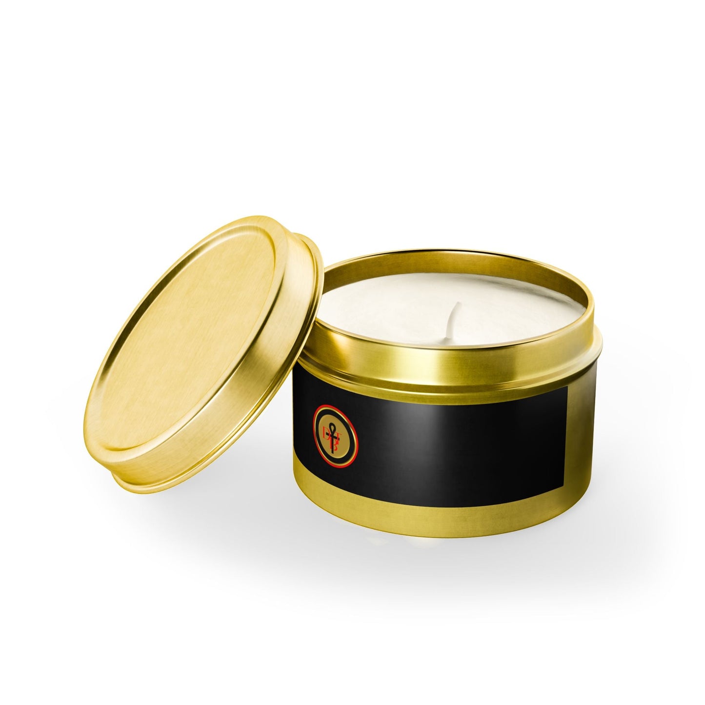 Anchor & Amber Tin Candle from Printify, nautical-scented travel candle in a small metal tin with an anchor design.