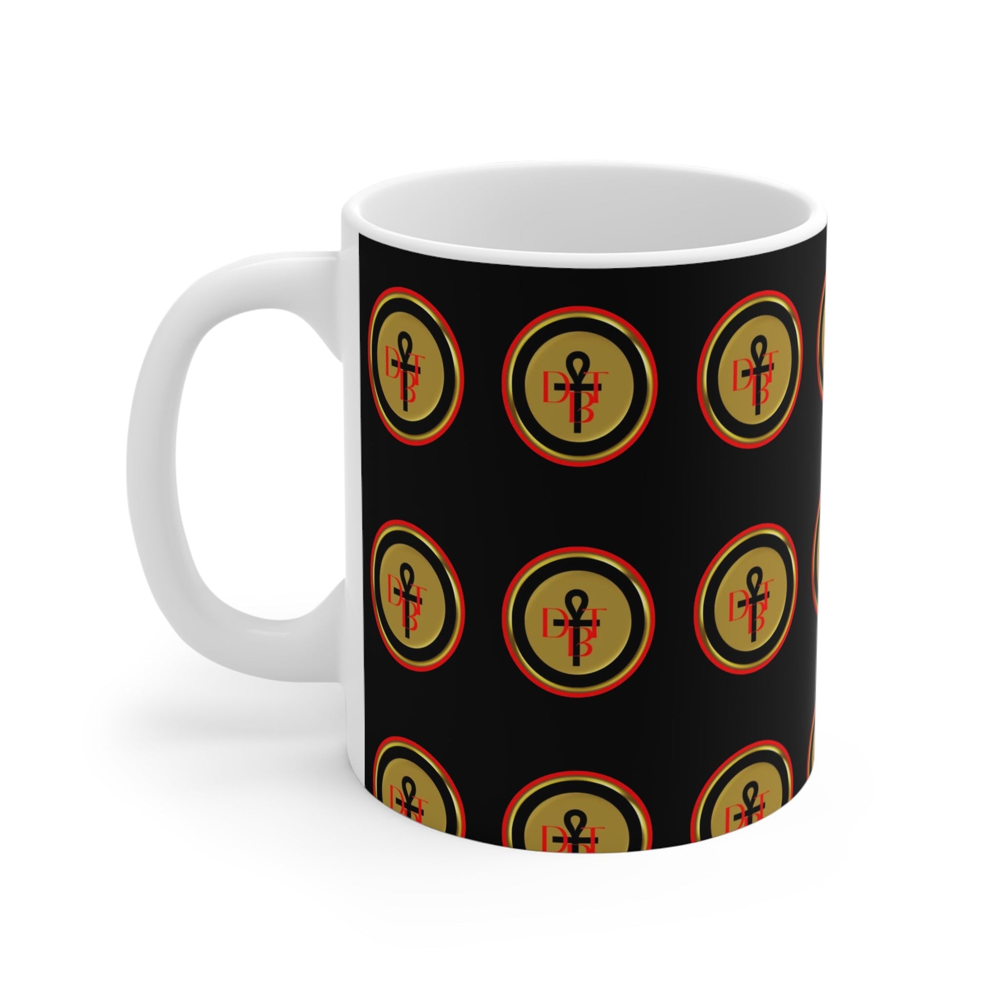 DBT Ankh Mug front view — 11oz dishwasher safe ceramic with Ankh motif