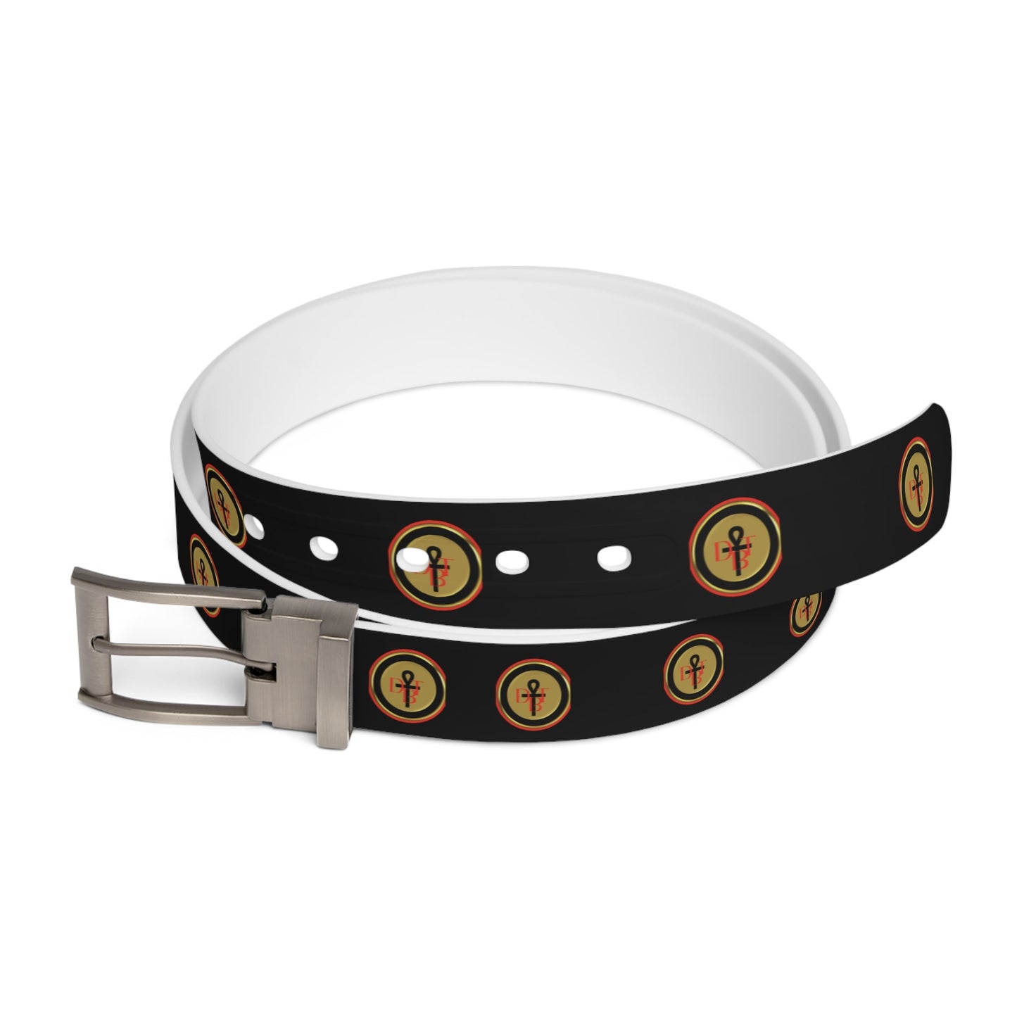 DBT Ankh Belt close up — Egyptian Ankh pendant symbol on premium TPU belt strap