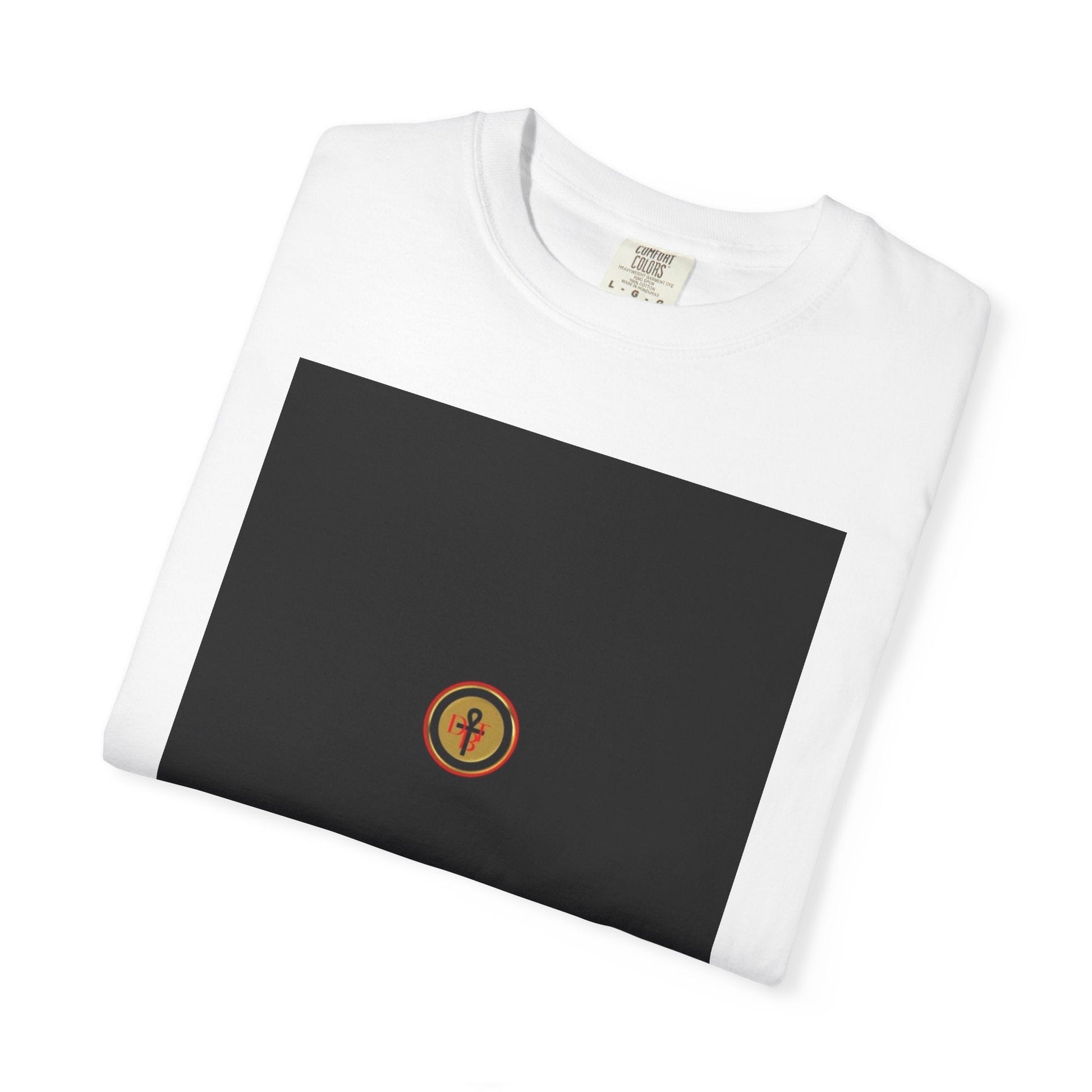 DBT garment-dyed tee back — tubular knit double-needle stitching