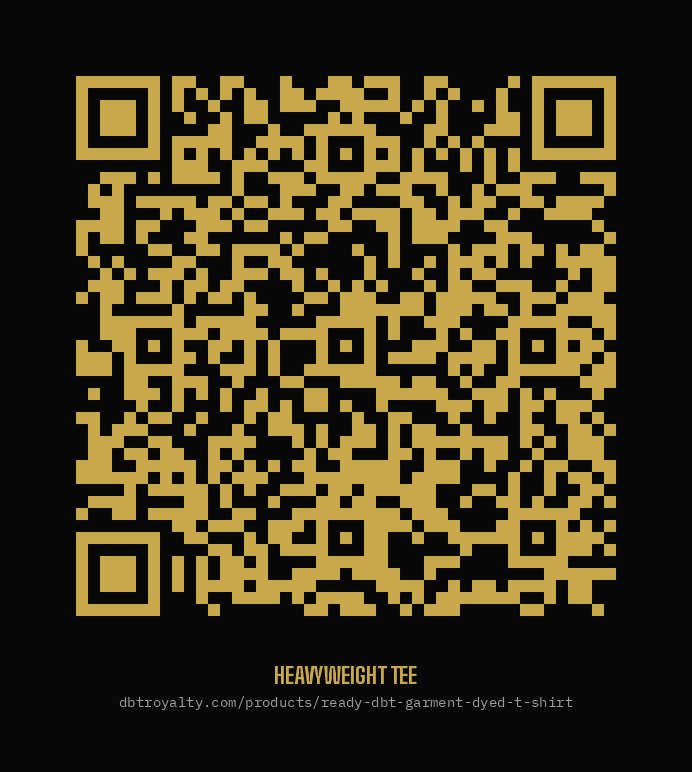 DBT Royalty Heavyweight Tee — scan to shop QR code sovereign streetwear